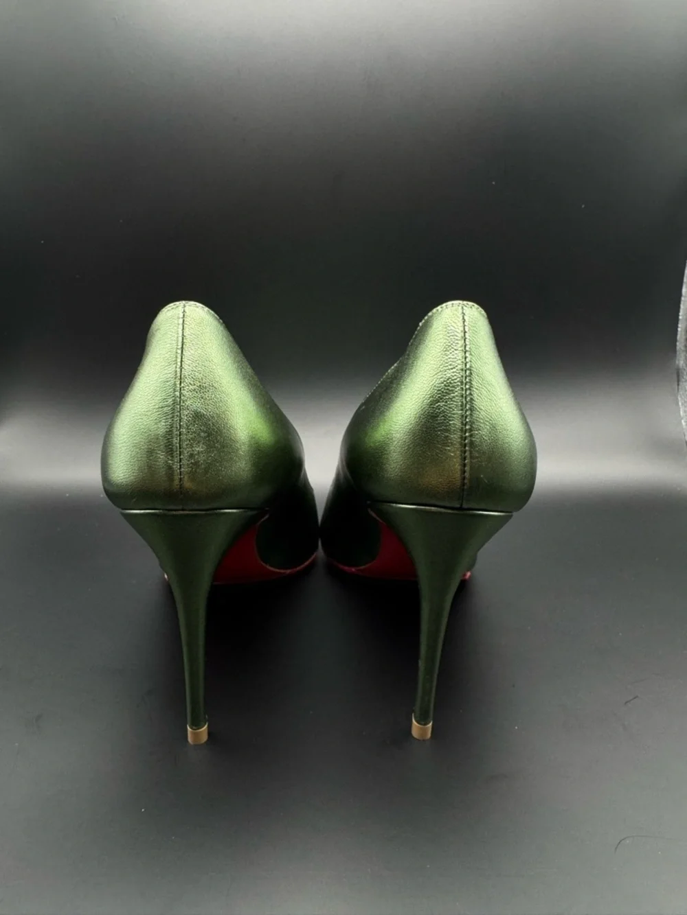 Christian Louboutin Kate 100 Metallic Green Forest Pumps Heels EU 37 - Picture 6 of 13